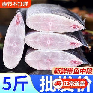 东海带鱼段新鲜冷冻刀鱼中段特级大号正宗小眼深海鱼油带整箱10斤