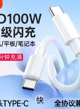 充电线数据线PD100W双头Type-c适用于苹果vivo华为OPPO荣耀iQOOiPhone16快充手机iPad平板Max book电脑公对公