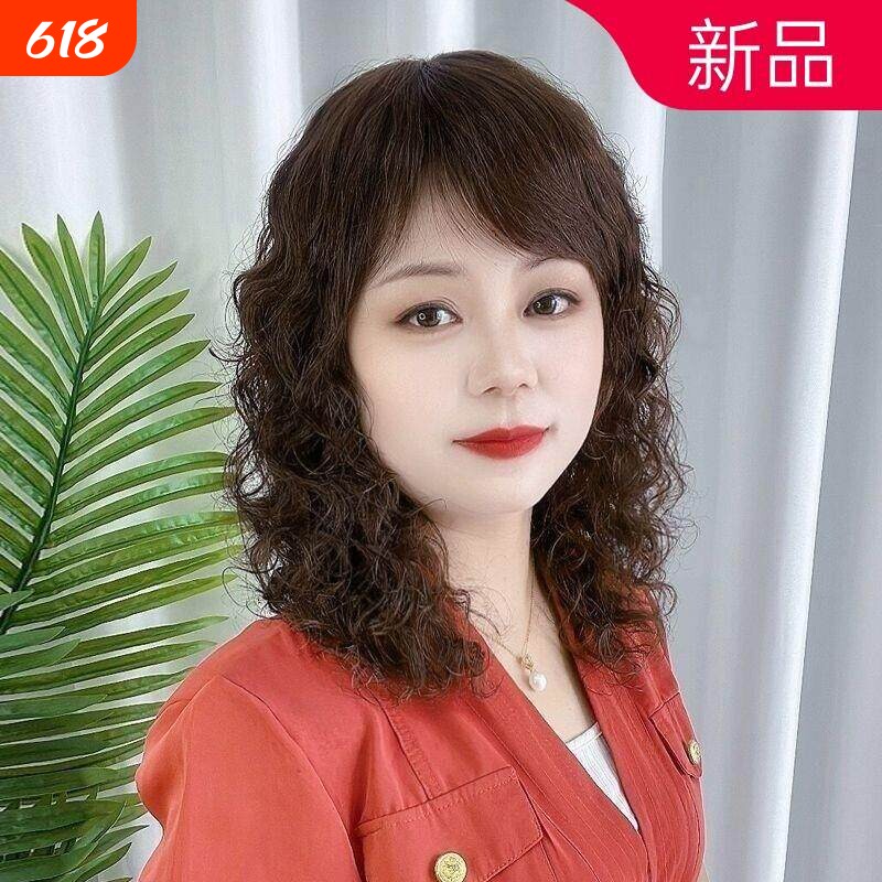 女中长卷发大波浪头套中老年妈妈真发发套羊毛卷逼真自然全头套