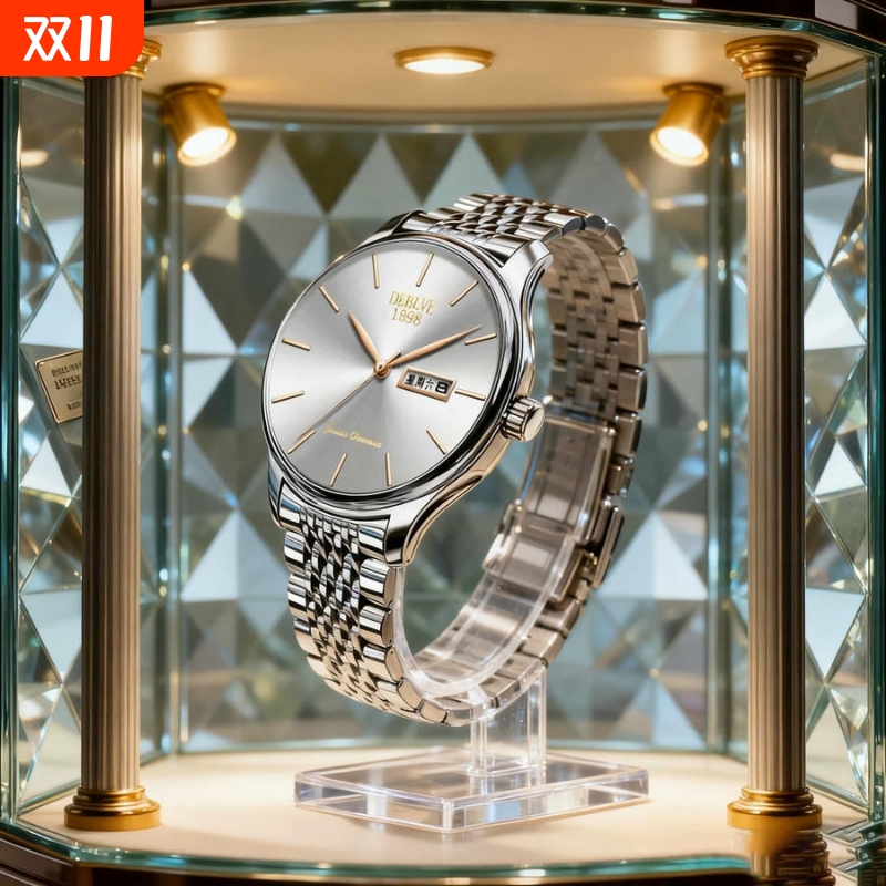 老人手表男士中老年人女士机械大数字对表夫妻爸爸妈妈款防水石英