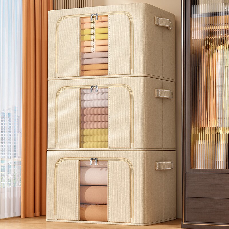 3个装 衣服收纳箱家用布艺整理盒衣柜大容量折叠袋被子衣物百纳箱