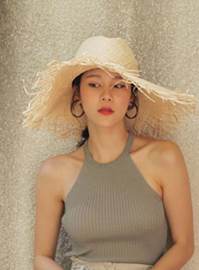 沙滩帽户外防晒加长帽檐草帽新款韩版时尚乞丐帽旅游出行遮阳帽子