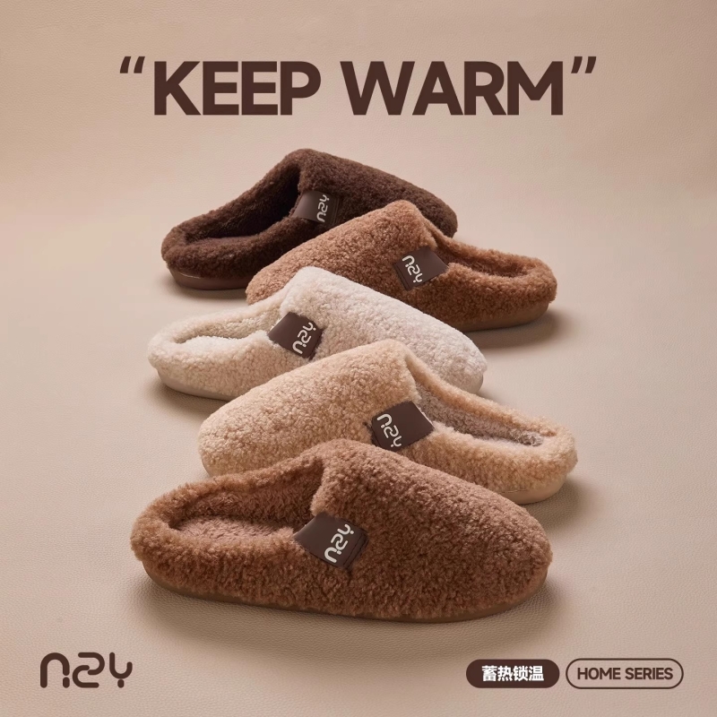 2025新款情侣棉拖鞋男女冬季复古居家室内保暖毛毛拖鞋踩屎感户外
