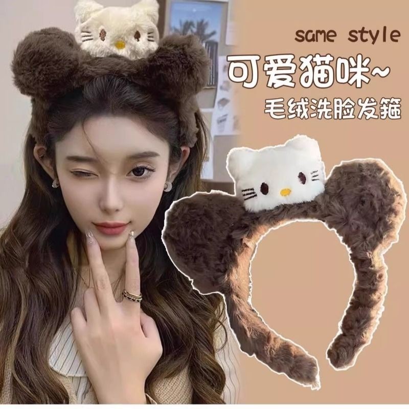 2025新款可爱掌门狗发箍卡通毛绒小狗发卡头箍蝴蝶结动物防滑猫咪