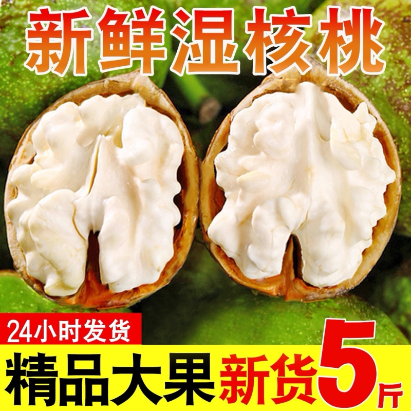 2025年新鲜湿核桃黑桃去青皮老树核桃薄皮孕妇嫩生核桃5斤新货