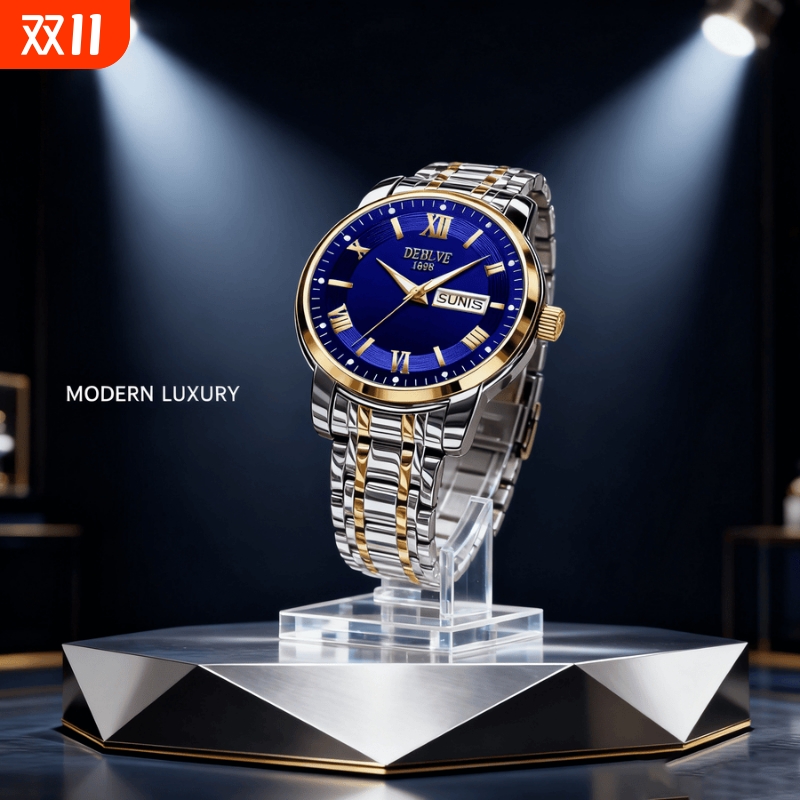 男款手表防水石英腕表高级感男士全自动非机械表正品名牌钢带商务