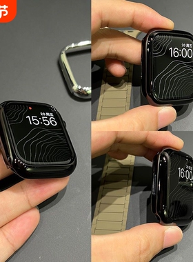 适用苹果applewatch10保护壳s9手表Ultra半包表壳iwatch8/7/6/5/4SE防摔TPU49硬壳42/46mm黑色透明全包边框