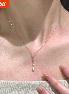 水滴~y字闪钻轻奢悬浮极简主义拉丝极细款锁骨链女金色高级感配饰