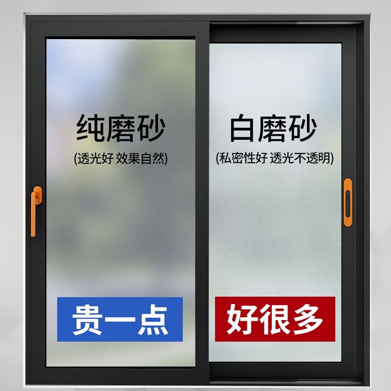 磨砂玻璃贴纸窗户透光不透人卫生间浴室防窥隔热静电膜遮光厨房