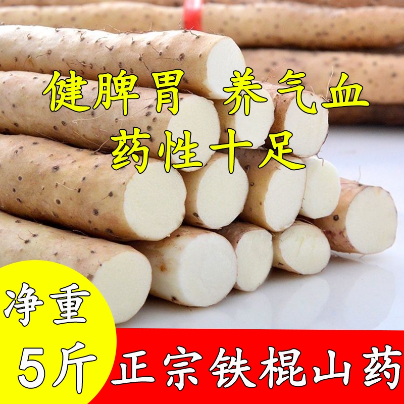 正宗铁棍山药小白嘴农家自种新鲜蔬菜铁杆山药净重5斤家商用批发