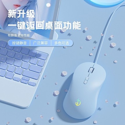 鼠标有线静音无声办公商务电竞游戏机械笔记本台式电脑男女生专用