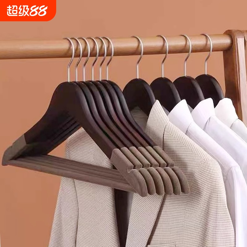 实木植绒木质衣架挂衣家用定制原木高档衣服架服装店专用木制衣撑