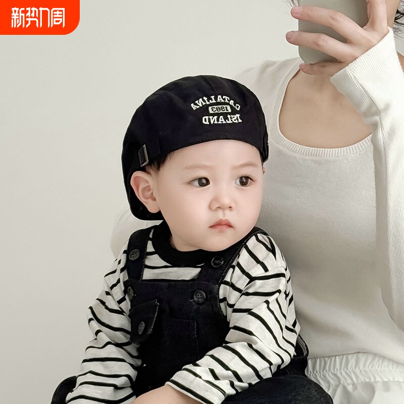 痞帅男童帽子男孩潮酷前进帽儿童贝雷帽英伦宝宝鸭舌帽春秋防风
