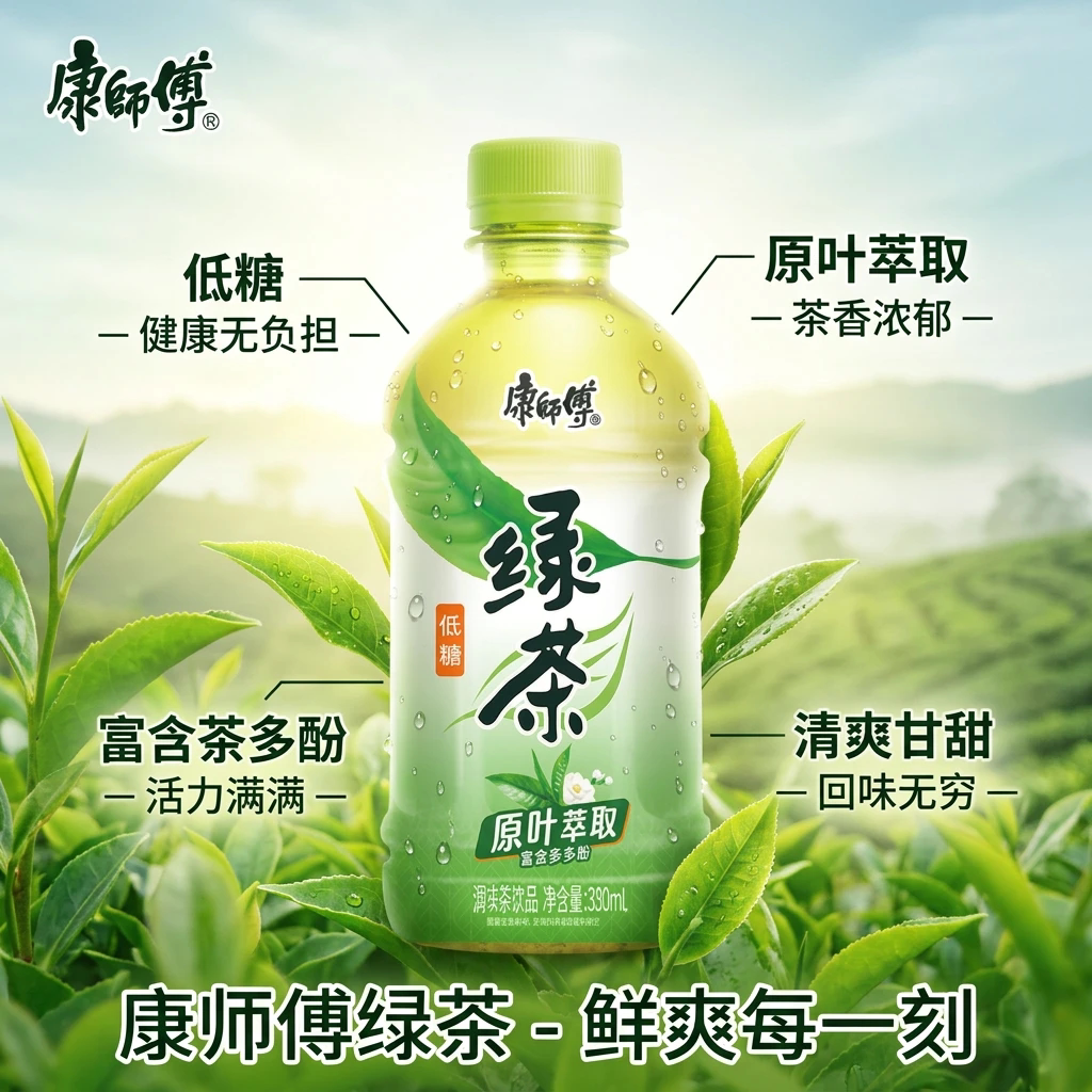 康师傅低糖绿茶330ml迷你装饮料图片