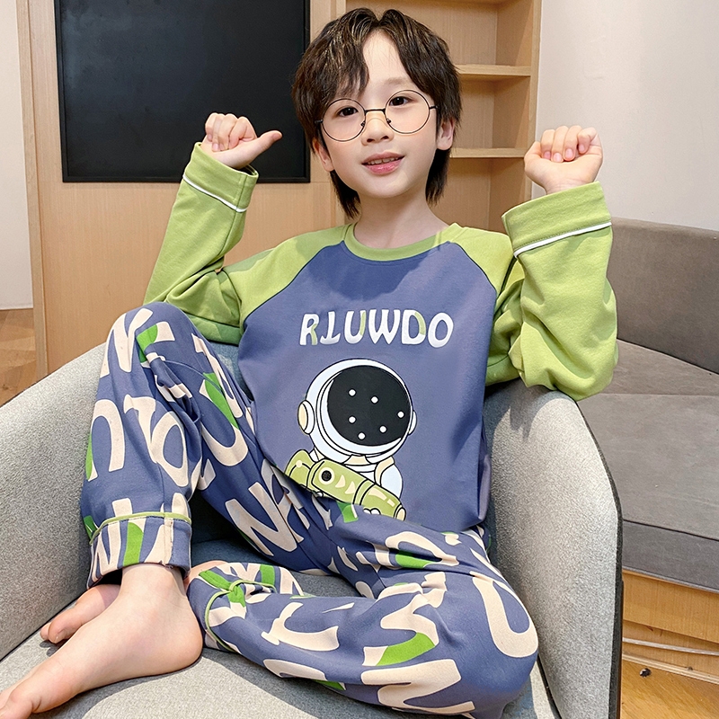 男童睡衣2025新款春秋款长袖卡通儿童男孩中大童青少年夏季家居服