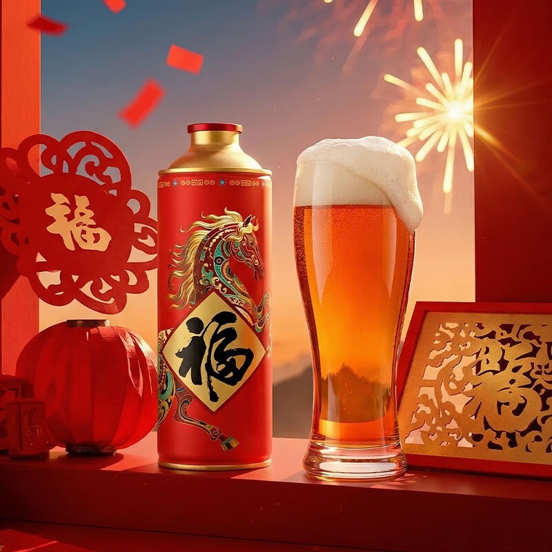 雪花啤酒马年限定礼盒1L装马口铁+经典沈阳老雪花500ml罐装