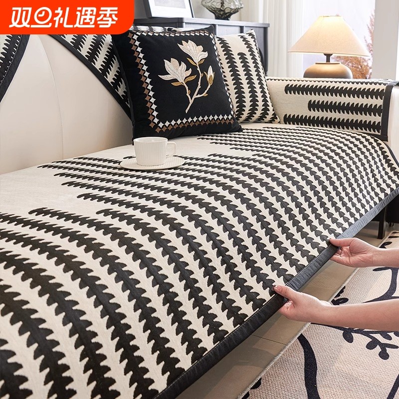 皮沙发雪尼尔沙发垫四季通用坐垫防滑高级感套罩盖布2025新款客厅