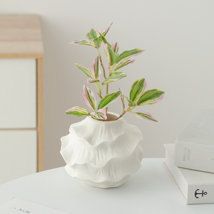 简约北欧风陶瓷花瓶客厅插花摆件轻奢高级感仿真花设计感小众玄关