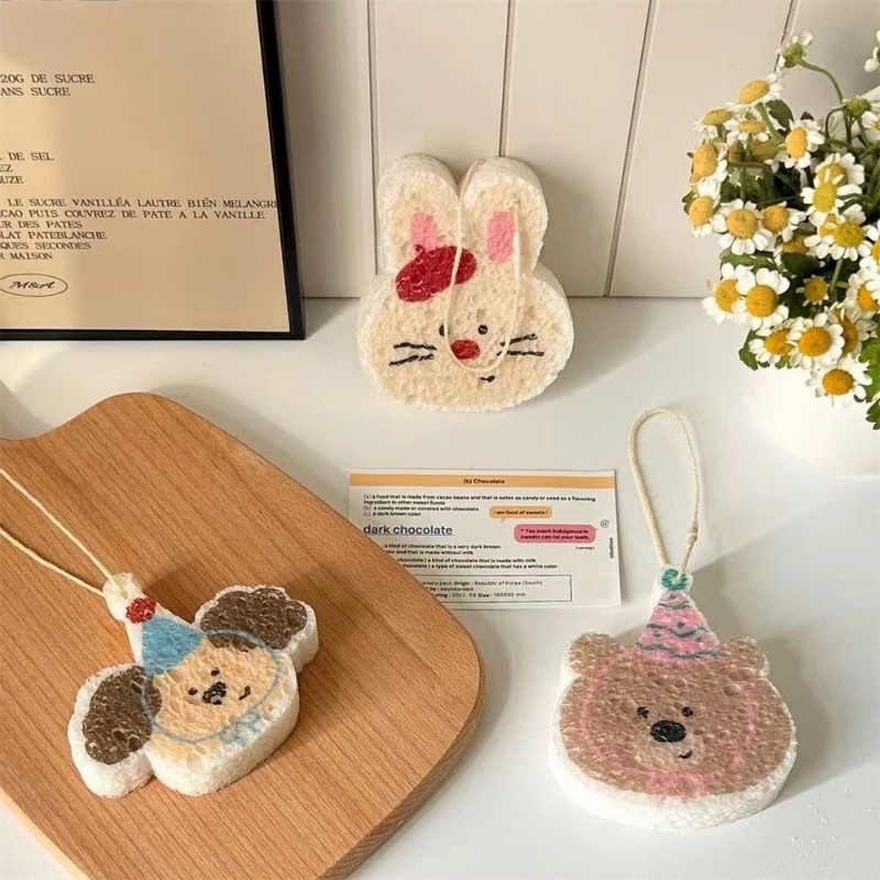 压缩木浆棉洗碗海绵网球周边清洁海绵擦可爱百洁布锅吸水草莓