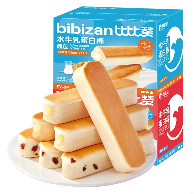 比比赞水牛乳蛋白棒面包多规格18包早餐原味好吃奶香图片