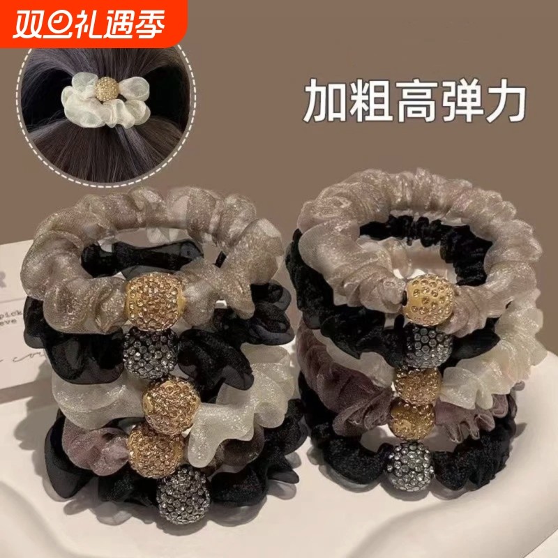 网纱小肠发圈橡皮筋女扎头发绳高弹力耐用发绳气质头绳头饰加粗