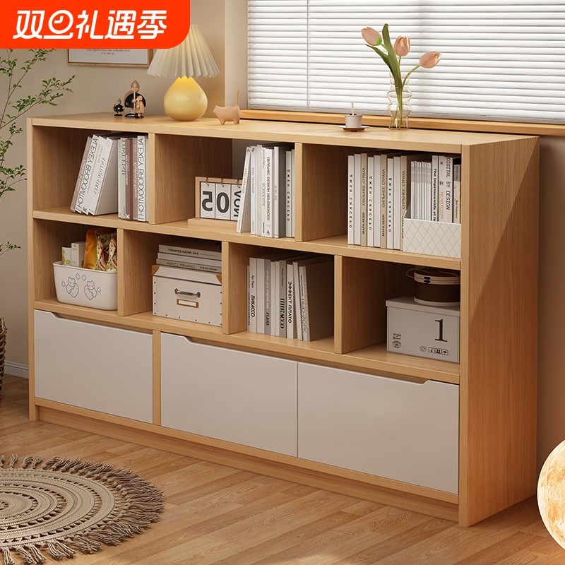 书柜带柜门书架立架置物架落地窄柜客厅靠墙储物柜格子柜收纳柜子