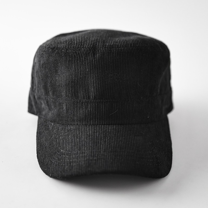 秋冬光板灯芯绒细纹弯檐平顶帽男女款简约休闲百搭显脸小