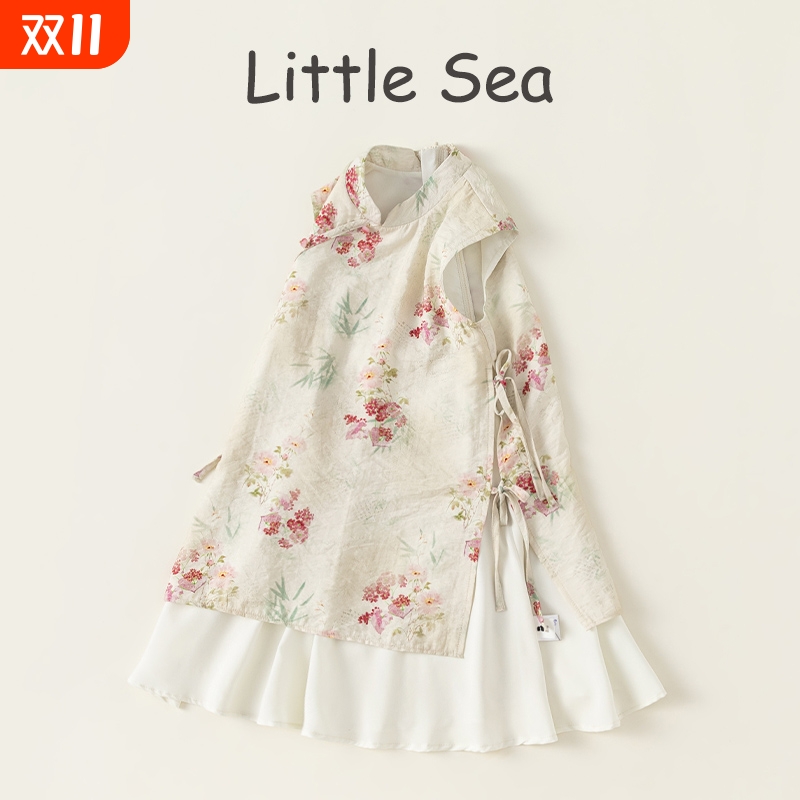 夏复古新中式旗袍无袖连衣裙女童