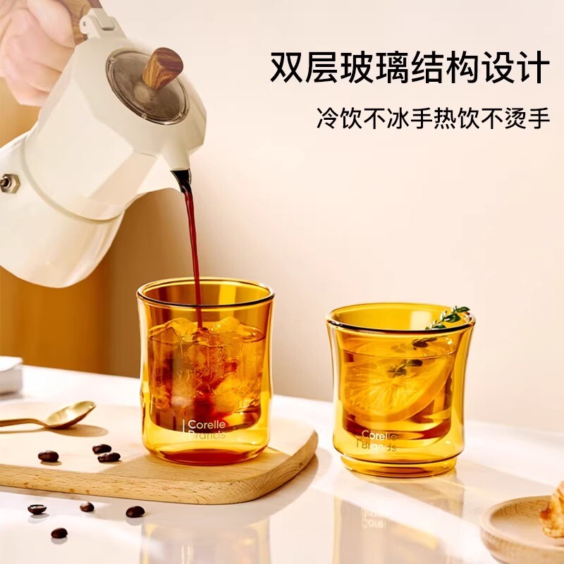 康宁竹节茶杯咖啡杯2026新款食品级高硼硅玻璃耐高温茶酒杯水杯子