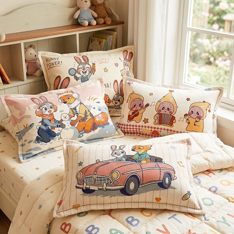 高密按扣式纯棉纱布卡通儿童枕套宝宝家用全棉加厚枕芯内胆套星星