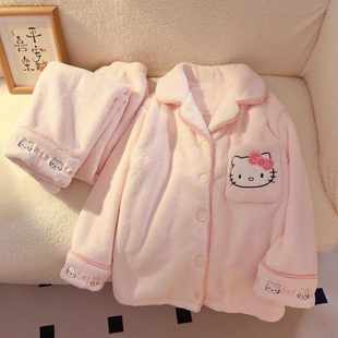 女童珊瑚绒睡衣秋冬款2025新款小女孩宝宝法兰绒秋冬装儿童家居服