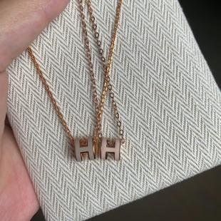 高版本H字母项链珐琅mini锁骨链男女百搭不掉色高级时尚轻奢小众