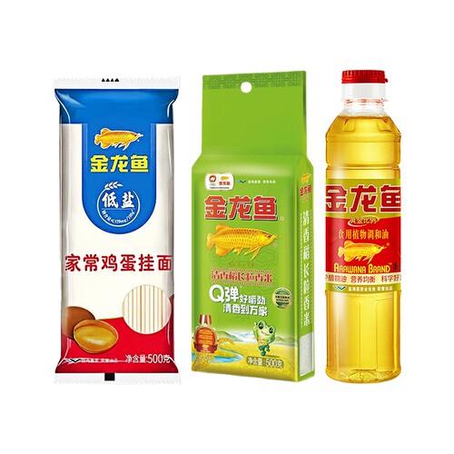 金龙鱼主食必备3件套【挂面500克+香米500克+植物调和油400ML】