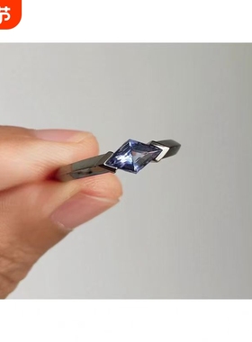 极简异形蓝锆黑金色戒指原创小众设计高级感男士食指环生日礼物