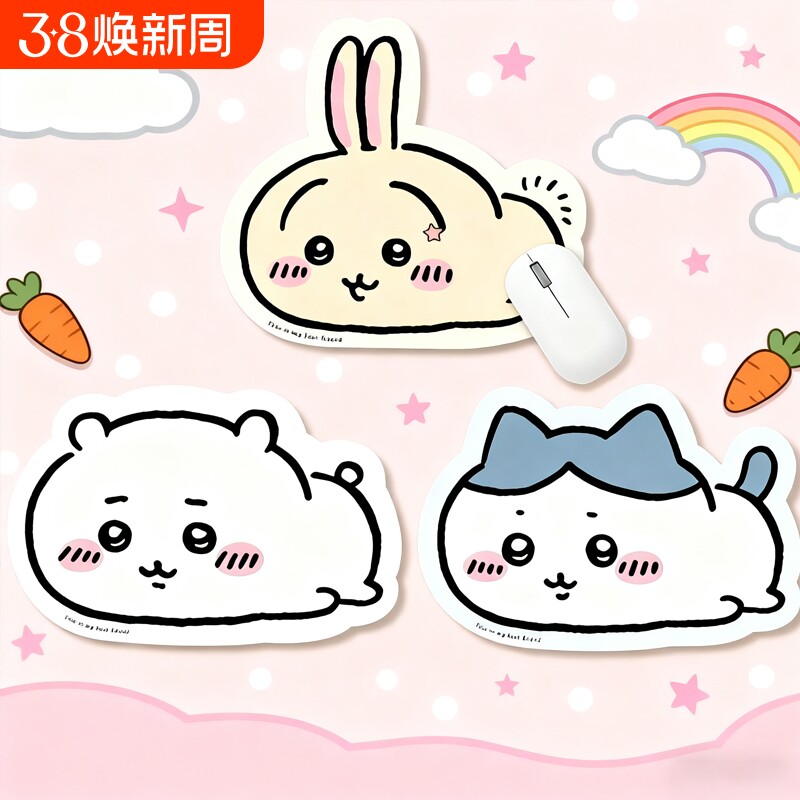 可爱卡通乌萨奇鼠标垫简约电脑办公异形创意鼠标垫橡胶防滑学生女