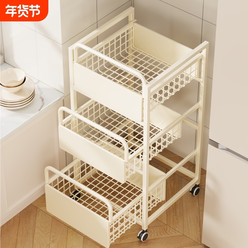 厨房置物架落地带轮可移动多层蔬菜葱姜蒜锅碗瓢盆收纳柜小推车,收纳整理,收纳柜,淘宝优惠券,粉丝福利购,淘宝优惠卷