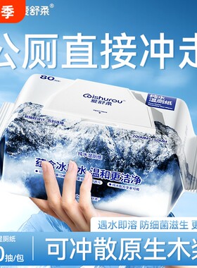 爱舒柔冰川湿厕纸家庭装湿纸巾如厕湿巾纸除菌代替卷纸抽纸正品