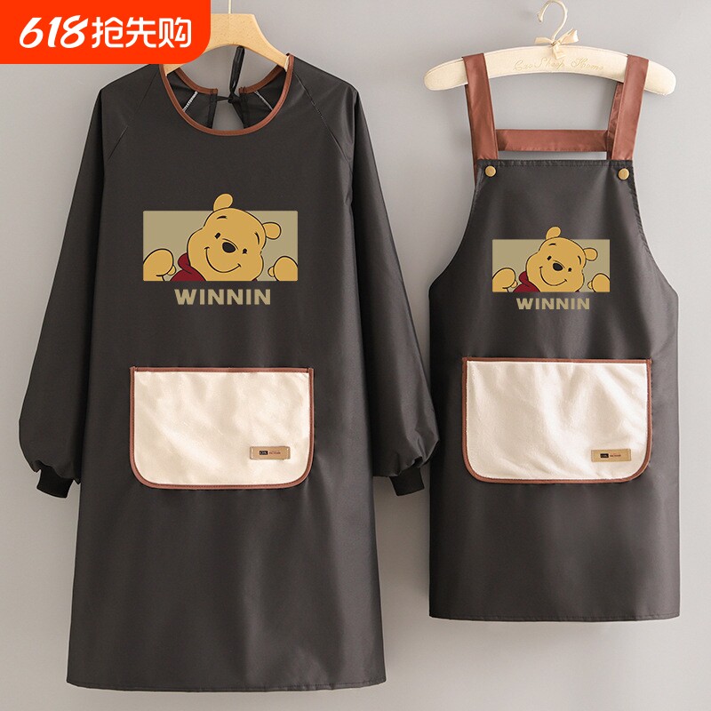 长袖围裙女厨房做饭家用罩衣防水防油可擦手秋冬季专用工作服卡通