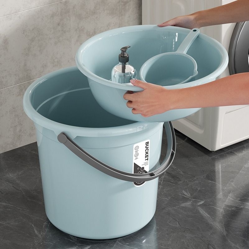 水桶加厚家用圆桶塑料桶盆套装学生储水衣桶宿舍带盖手提洗衣泡脚