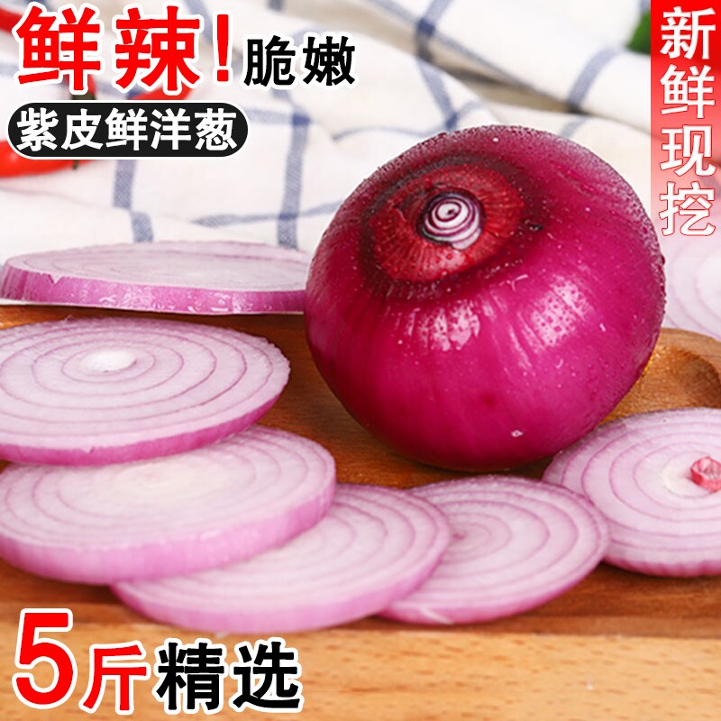 山东紫皮洋葱新鲜5斤水果生吃甜圆葱洋葱头当季农家蔬菜生吃圆葱