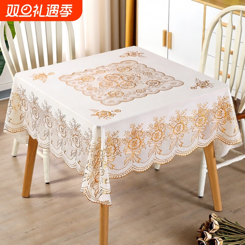 正方形桌布防水防油防烫免洗欧式家用PVC台布麻将桌盖布方桌防滑