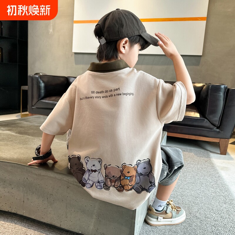 儿童装男童夏装Polo衫短袖2024新款夏季中大童休闲T恤夏款男孩潮t图片