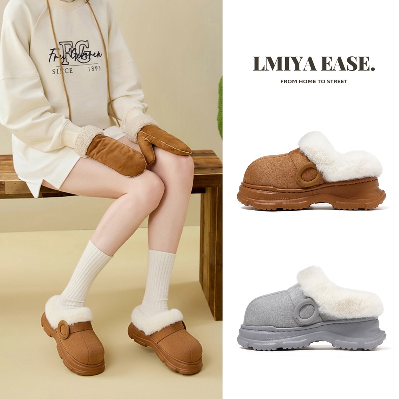 小个子厚底增高5CM雪地靴女款冬季外穿25新款防滑百搭包头拖棉鞋