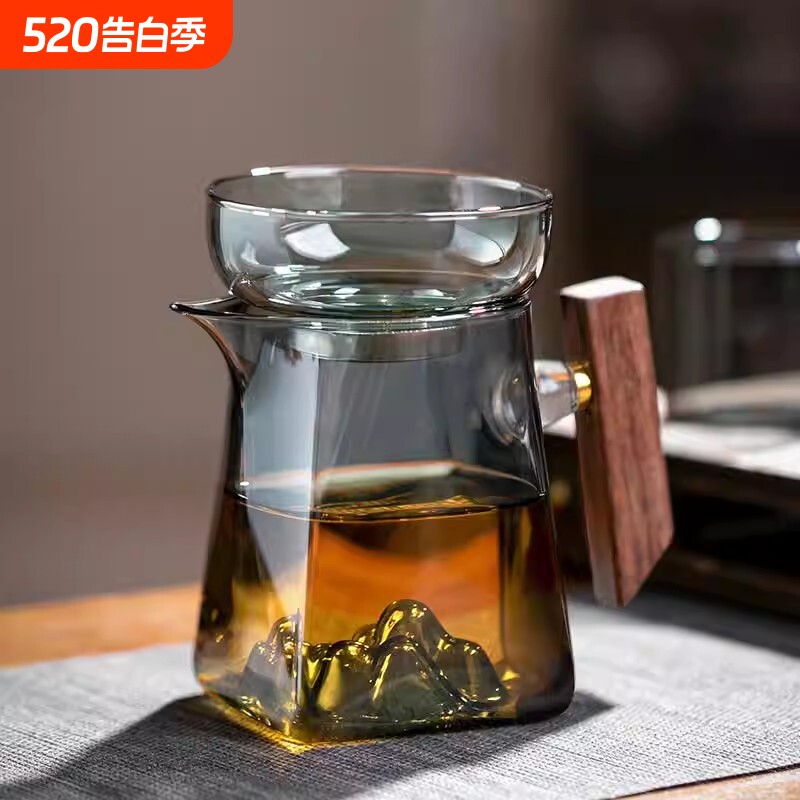 茶器公道杯高硼硅透明玻璃可观山带手柄家用办公待客功夫茶具分