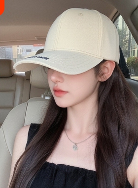 棒球帽女显脸小鸭舌帽男ins帽子加大加深硬顶宽帽檐白色黑色圆脸
