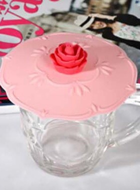 厂家直销韩版创意玫瑰花杯盖无毒密封防漏食品级安全硅胶学生杯盖