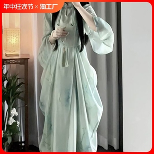 新中式 禅意连衣裙女夏清冷感轻国风套装 新款 2024年夏季 裙改良旗袍