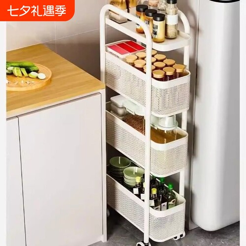 夹缝置物架厨房收纳柜窄卫生间小推车零食浴室客厅移动缝隙玩具