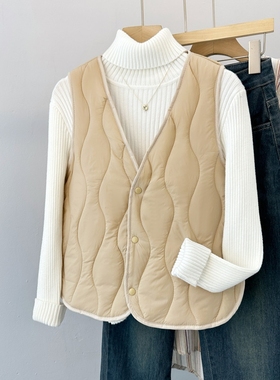 2024新款中老年羽绒棉马甲女轻薄修身内穿保暖背心坎肩贴身秋冬季