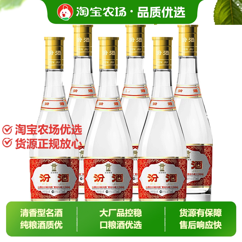 山西汾酒53度黄盖玻汾475ml*6瓶清香型瓶装整箱高度纯粮白酒经典图片